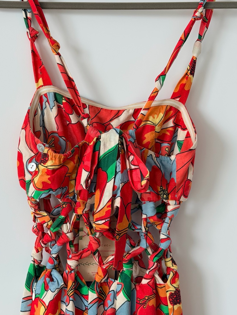 FARM RIO ANTHROPOLIGIE Floral Red Multicolor Summer Maxi Dress - Picture 9 of 14